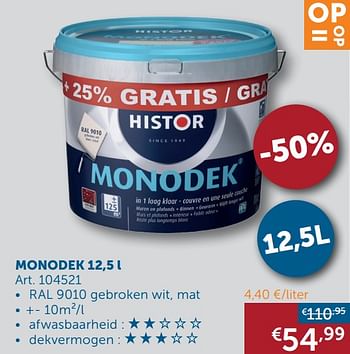 Aanbiedingen Monodek - Histor - Geldig van 26/01/2021 tot 01/03/2021 bij Zelfbouwmarkt