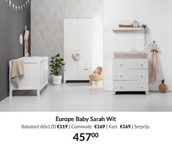 Aanbiedingen Europe baby sarah wit - Europe baby - Geldig van 19/01/2021 tot 15/02/2021 bij Babypark