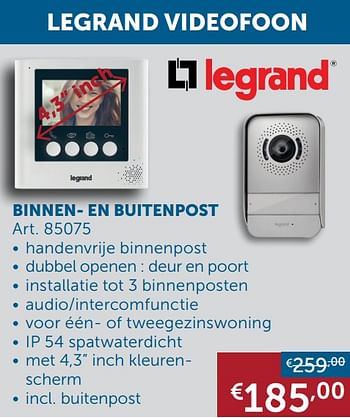 Aanbiedingen Legrand videofoon binnen- en buitenpost - Legrand - Geldig van 26/01/2021 tot 01/03/2021 bij Zelfbouwmarkt