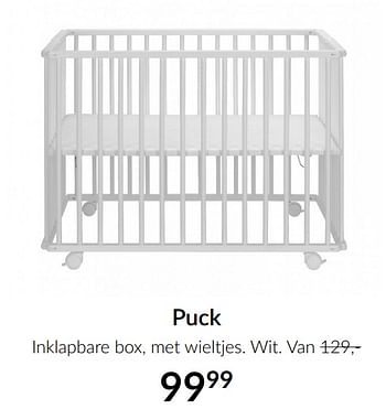 Aanbiedingen Puck inklapbare box, met wieltjes wit - Puck - Geldig van 19/01/2021 tot 15/02/2021 bij Babypark