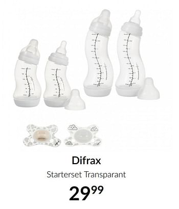 Aanbiedingen Difrax starterset transparant - Difrax - Geldig van 19/01/2021 tot 15/02/2021 bij Babypark