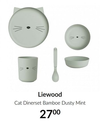 Aanbiedingen Liewood cat dinerset bamboe dusty mint - Liewood - Geldig van 19/01/2021 tot 15/02/2021 bij Babypark
