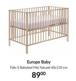 Aanbiedingen Europe baby felix ii babybed mat naturel - Europe baby - Geldig van 19/01/2021 tot 15/02/2021 bij Babypark