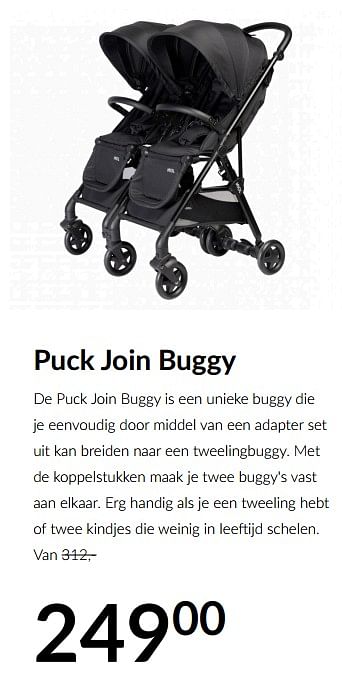 Aanbiedingen Puck join buggy - Puck - Geldig van 19/01/2021 tot 15/02/2021 bij Babypark