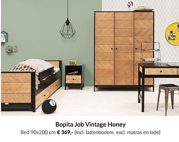 Aanbiedingen Bopita job vintage honey bed - Bopita - Geldig van 19/01/2021 tot 15/02/2021 bij Babypark