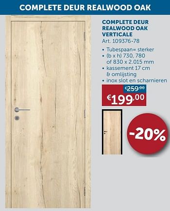 Aanbiedingen Complete deur realwood oak verticale - Geldig van 26/01/2021 tot 01/03/2021 bij Zelfbouwmarkt