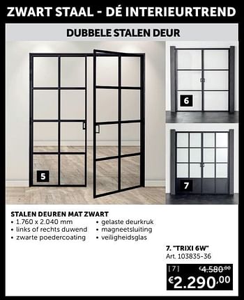 Aanbiedingen Dubbele stalen deur stalen deuren mat zwart trixi 6w - Geldig van 26/01/2021 tot 01/03/2021 bij Zelfbouwmarkt