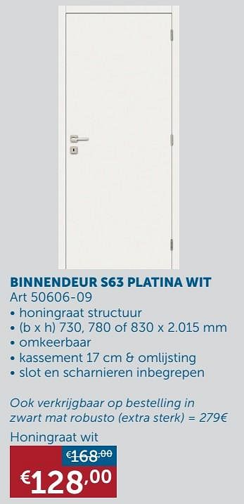 Aanbiedingen Binnendeur s63 platina wit honingraat wit - Thys - Geldig van 26/01/2021 tot 01/03/2021 bij Zelfbouwmarkt