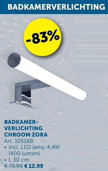 Aanbiedingen Badkamerverlichting chroom zora - Geldig van 26/01/2021 tot 01/03/2021 bij Zelfbouwmarkt