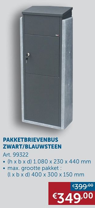 Aanbiedingen Pakketbrievenbus zwart-blauwsteen - Geldig van 26/01/2021 tot 01/03/2021 bij Zelfbouwmarkt