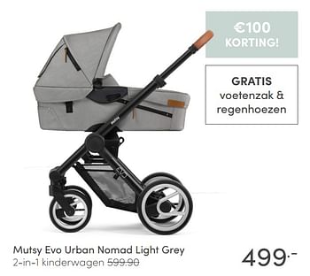 Aanbiedingen Mutsy evo urban nomad light grey 2-in-1 kinderwagen - Mutsy - Geldig van 24/01/2021 tot 30/01/2021 bij Baby & Tiener Megastore