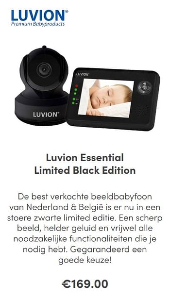 Aanbiedingen Luvion essential limited black edition - Luvion - Geldig van 24/01/2021 tot 30/01/2021 bij Baby & Tiener Megastore