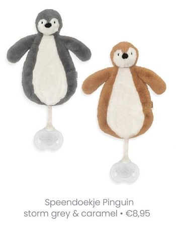 Aanbiedingen Speendoekje pinguin storm grey + caramel - Jollein - Geldig van 24/01/2021 tot 30/01/2021 bij Baby & Tiener Megastore
