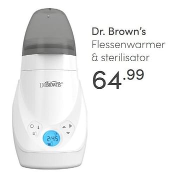 Aanbiedingen Dr. brown`s flessenwarmer + sterilisator - DrBrown's - Geldig van 24/01/2021 tot 30/01/2021 bij Baby & Tiener Megastore