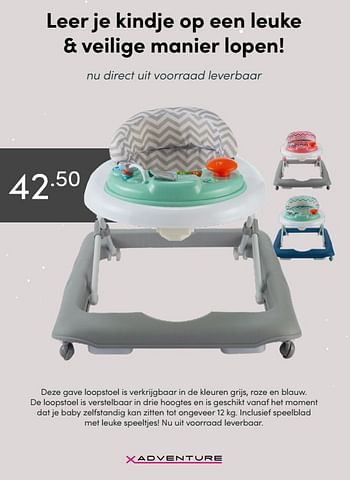 Aanbiedingen Loopstoel - Xadventure - Geldig van 24/01/2021 tot 30/01/2021 bij Baby & Tiener Megastore