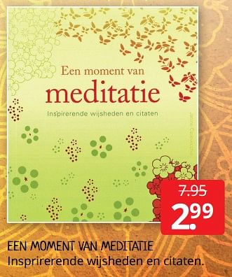 Aanbiedingen Een moment van meditatie - Huismerk - Boekenvoordeel - Geldig van 22/01/2021 tot 30/01/2021 bij Boekenvoordeel