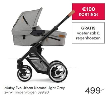 Aanbiedingen Mutsy evo urban nomad light grey 2-in-1 kinderwagen - Mutsy - Geldig van 31/01/2021 tot 06/02/2021 bij Baby & Tiener Megastore