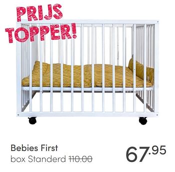 Aanbiedingen Bebies first box standerd - bebiesfirst - Geldig van 31/01/2021 tot 06/02/2021 bij Baby & Tiener Megastore
