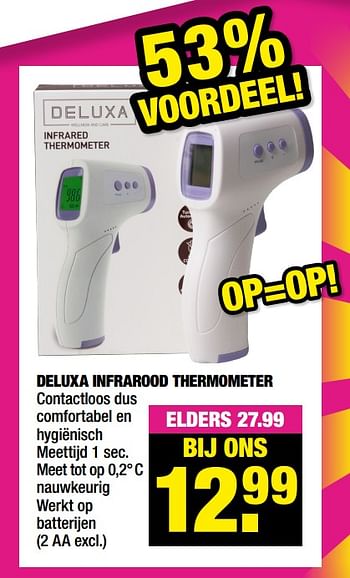 Aanbiedingen Deluxa deluxa infrarood thermometer - Deluxa - Geldig van 01/02/2021 tot 14/02/2021 bij Big Bazar