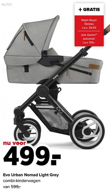 Aanbiedingen Evo urban nomad light grey combi-kinderwagen - Mutsy - Geldig van 01/02/2021 tot 27/02/2021 bij Baby-Dump