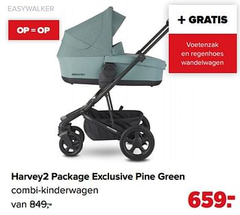 Aanbiedingen Harvey2 package exclusive pine green combi-kinderwagen - Easywalker - Geldig van 01/02/2021 tot 27/02/2021 bij Baby-Dump