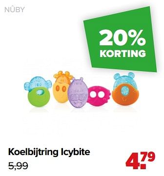 Aanbiedingen Koelbijtring icybite - Nuby - Geldig van 01/02/2021 tot 27/02/2021 bij Baby-Dump