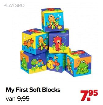 Aanbiedingen My first soft blocks - Playgro - Geldig van 01/02/2021 tot 27/02/2021 bij Baby-Dump