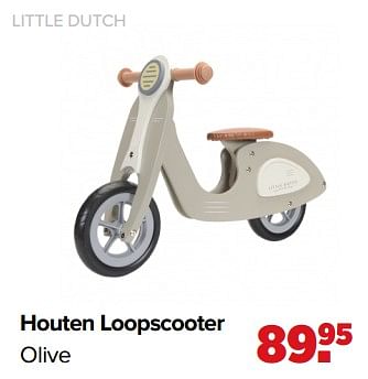 Aanbiedingen Houten loopscooter olive - Little Dutch - Geldig van 01/02/2021 tot 27/02/2021 bij Baby-Dump
