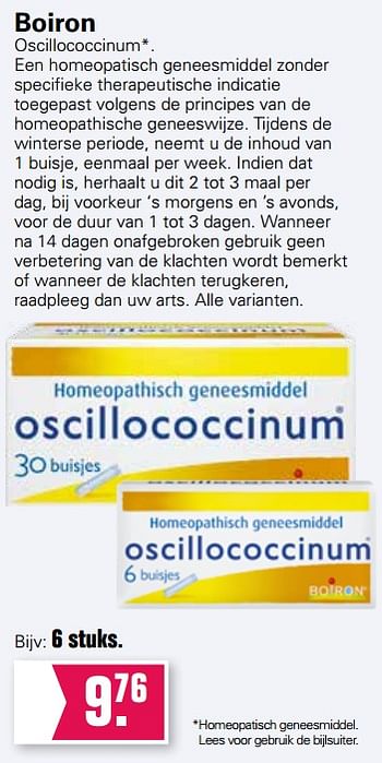 Aanbiedingen Boiron oscillococcinum - Boiron - Geldig van 03/02/2021 tot 21/02/2021 bij De Online Drogist