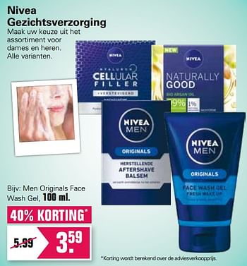 Aanbiedingen Men originals face wash gel - Nivea - Geldig van 03/02/2021 tot 21/02/2021 bij De Online Drogist