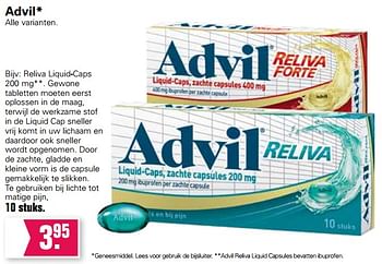 Aanbiedingen Reliva liquid-caps - Advil - Geldig van 03/02/2021 tot 21/02/2021 bij De Online Drogist