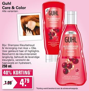 Aanbiedingen Shampoo kleurbehoud + verzorging met acai + olie - Guhl - Geldig van 03/02/2021 tot 21/02/2021 bij De Online Drogist