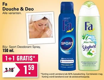 Aanbiedingen Sport deodorant spray - Fa - Geldig van 03/02/2021 tot 21/02/2021 bij De Online Drogist