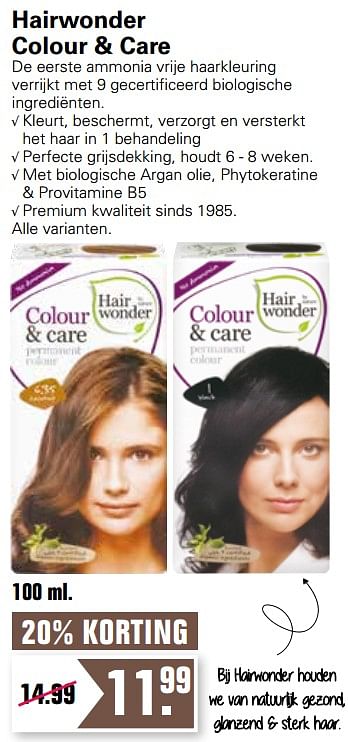 Aanbiedingen Hairwonder colour + care - Hairwonder - Geldig van 03/02/2021 tot 21/02/2021 bij De Online Drogist