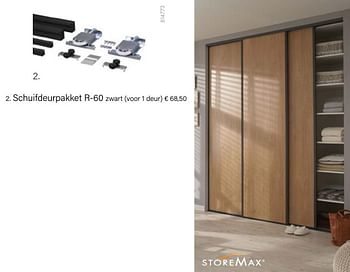 Aanbiedingen Schuifdeurpakket r-60 zwart (voor 1 deur) - Storemax - Geldig van 15/02/2021 tot 31/03/2021 bij Multi Bazar
