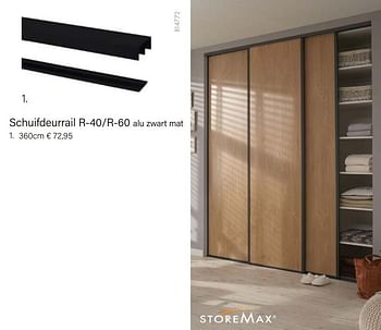 Aanbiedingen Schuifdeurrail r-40-r-60 alu zwart mat 360cm - Storemax - Geldig van 15/02/2021 tot 31/03/2021 bij Multi Bazar