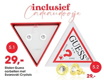 Aanbiedingen Stalen guess oorbellen met swarovski crystals - Huismerk - Lucardi - Geldig van 27/01/2021 tot 14/02/2021 bij Lucardi