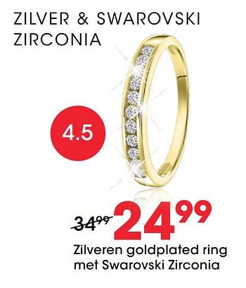 Aanbiedingen Zilveren goldplated ring met swarovski zirconia - Huismerk - Lucardi - Geldig van 27/01/2021 tot 14/02/2021 bij Lucardi