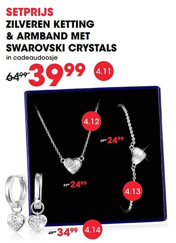 Aanbiedingen Zilveren ketting + armband met swarovski crystals - Huismerk - Lucardi - Geldig van 27/01/2021 tot 14/02/2021 bij Lucardi