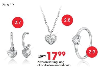 Aanbiedingen Zilveren ketting, ring of oorbellen met zirkonia - Huismerk - Lucardi - Geldig van 27/01/2021 tot 14/02/2021 bij Lucardi