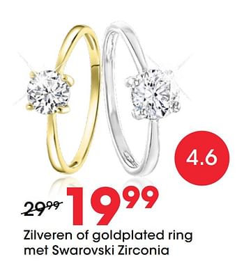 Aanbiedingen Zilveren of goldplated ring met swarovski zirconia - Huismerk - Lucardi - Geldig van 27/01/2021 tot 14/02/2021 bij Lucardi