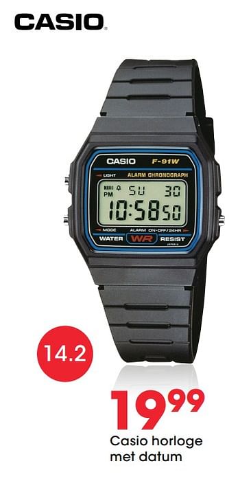 Aanbiedingen Casio horloge met datum - Casio - Geldig van 27/01/2021 tot 14/02/2021 bij Lucardi