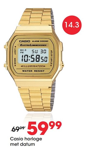 Aanbiedingen Casio horloge met datum - Casio - Geldig van 27/01/2021 tot 14/02/2021 bij Lucardi