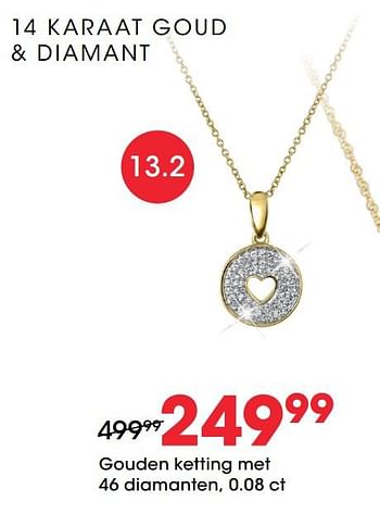 Aanbiedingen Gouden ketting met 46 diamanten, 0.08 ct - Huismerk - Lucardi - Geldig van 27/01/2021 tot 14/02/2021 bij Lucardi
