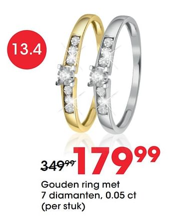 Aanbiedingen Gouden ring met 7 diamanten, 0.05 ct - Huismerk - Lucardi - Geldig van 27/01/2021 tot 14/02/2021 bij Lucardi