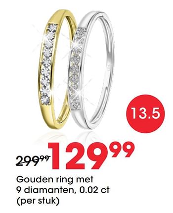 Aanbiedingen Gouden ring met 9 diamanten, 0.02 ct - Huismerk - Lucardi - Geldig van 27/01/2021 tot 14/02/2021 bij Lucardi
