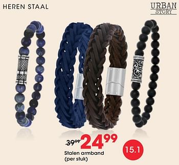 Aanbiedingen Stalen armband - Urban Story - Geldig van 27/01/2021 tot 14/02/2021 bij Lucardi