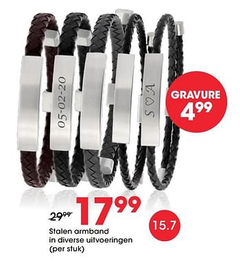 Aanbiedingen Stalen armband in diverse uitvoeringen - Huismerk - Lucardi - Geldig van 27/01/2021 tot 14/02/2021 bij Lucardi