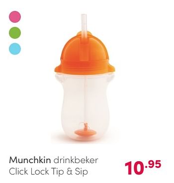 Aanbiedingen Munchkin drinkbeker click lock tip + sip - Munchkin - Geldig van 07/02/2021 tot 13/02/2021 bij Baby & Tiener Megastore