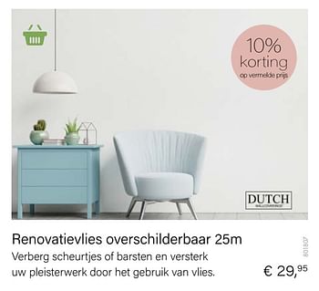 Aanbiedingen Renovatievlies overschilderbaar 25m - Dutch Wallcoverings - Geldig van 15/02/2021 tot 31/03/2021 bij Multi Bazar